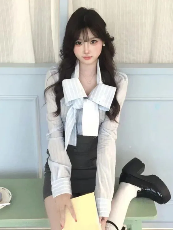 

Chic Korean Style Sweet Girl Outfit Miu System Miss Rich Girl Dress Set Long Sleeve Two-Piece Fashionable Spring Collection