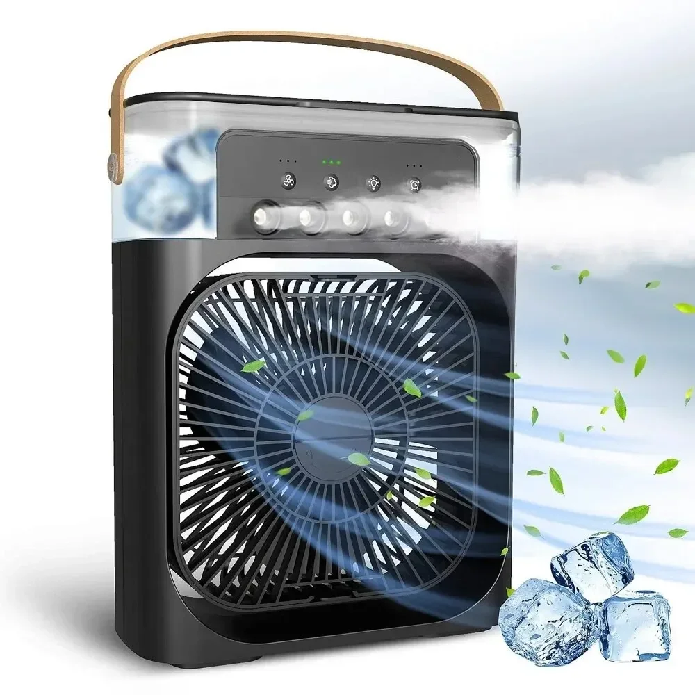 Mini Air Conditioner USB Water Mist Fan 7 Colors LED Light Humidification Fan Home Spray Air Fan Desk Air Cooler Cooling