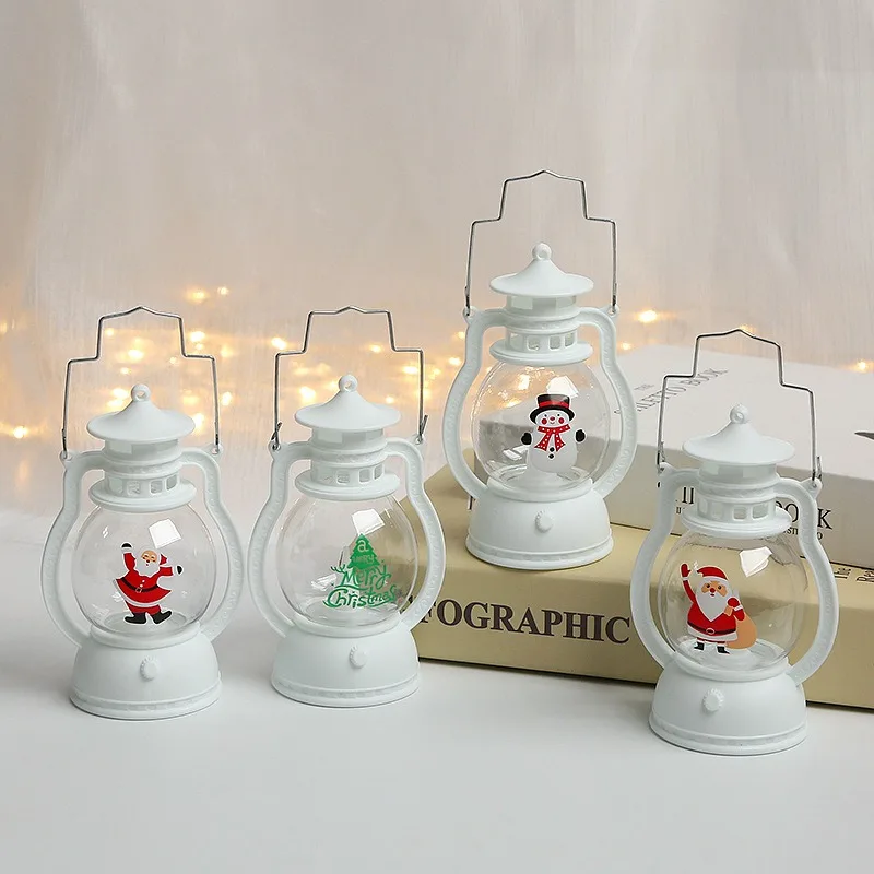 Christmas Small Night Light Portable Battery Powered Hanging Lanterns Festive Party Christmas Ornaments Santa Claus Decor LED