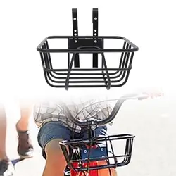 1x Bicycle Front Basket Metal Wire Front Basket with Hooks without Lid Durable Detachable Universal for Bike Kids Gifts Adults