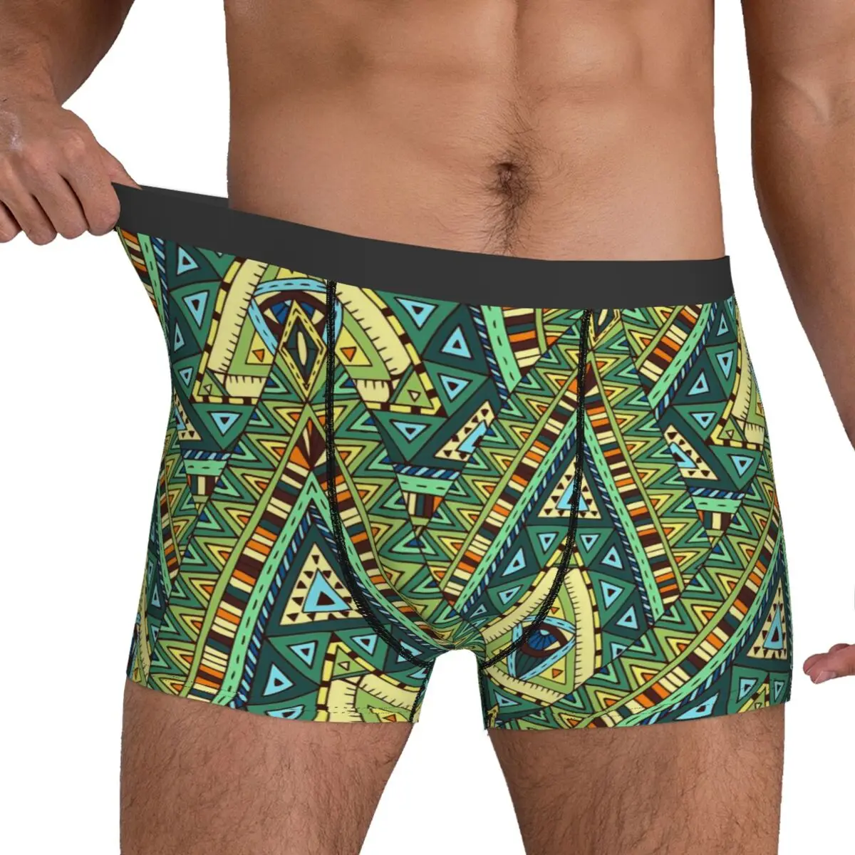 Tribal Print Underwear Boho Ethnic Soft Underpants Printed Shorts Briefs 3D Pouch Male Oversize Trunk