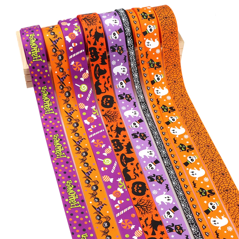5-hoard Halloween-Band-Geschenkverpackung, DIY-Haarschmuck, Schleifengirlanden, Halloween-Dekorationsband im Großhandel