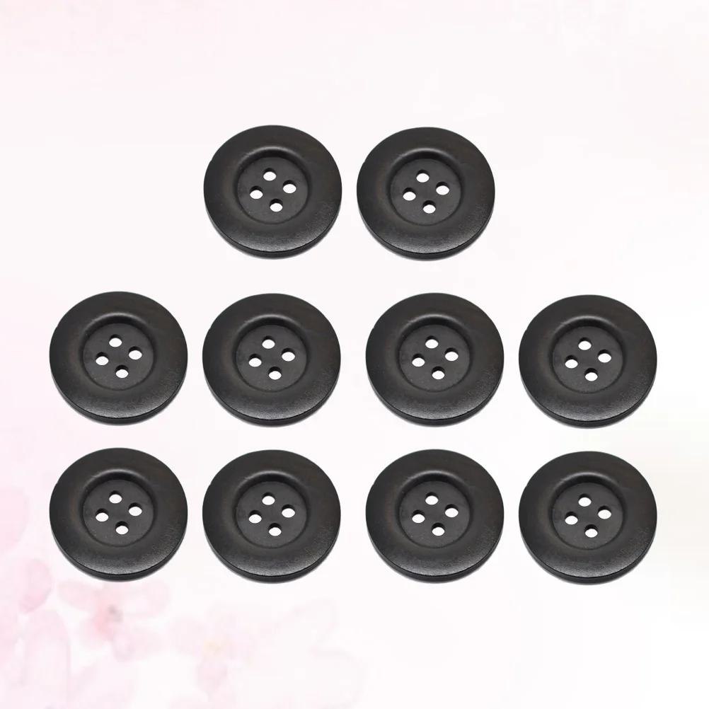 10PCS 50MM Round Sag Four Holes Decorative Buttons For Sewing Scrapbooking Crafts (Brown) wood buttons