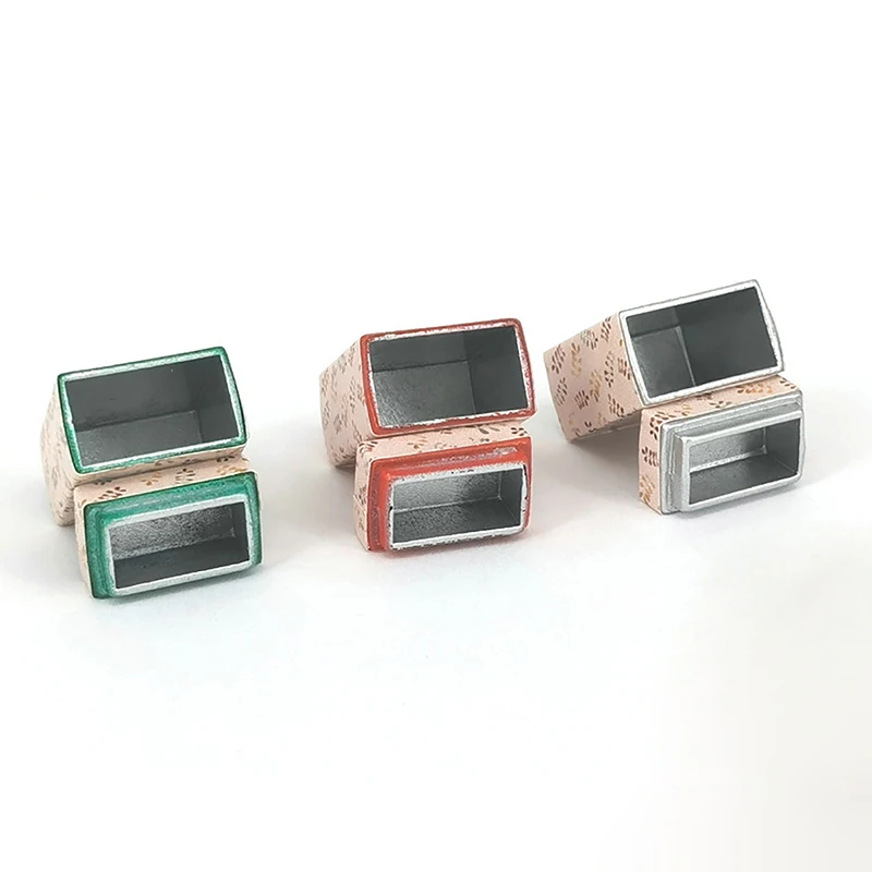 ドールハウス用ミニチュアメタル収納ボックス、シミュレーション玩具、コンテナケース、人形アクセサリー、1:12