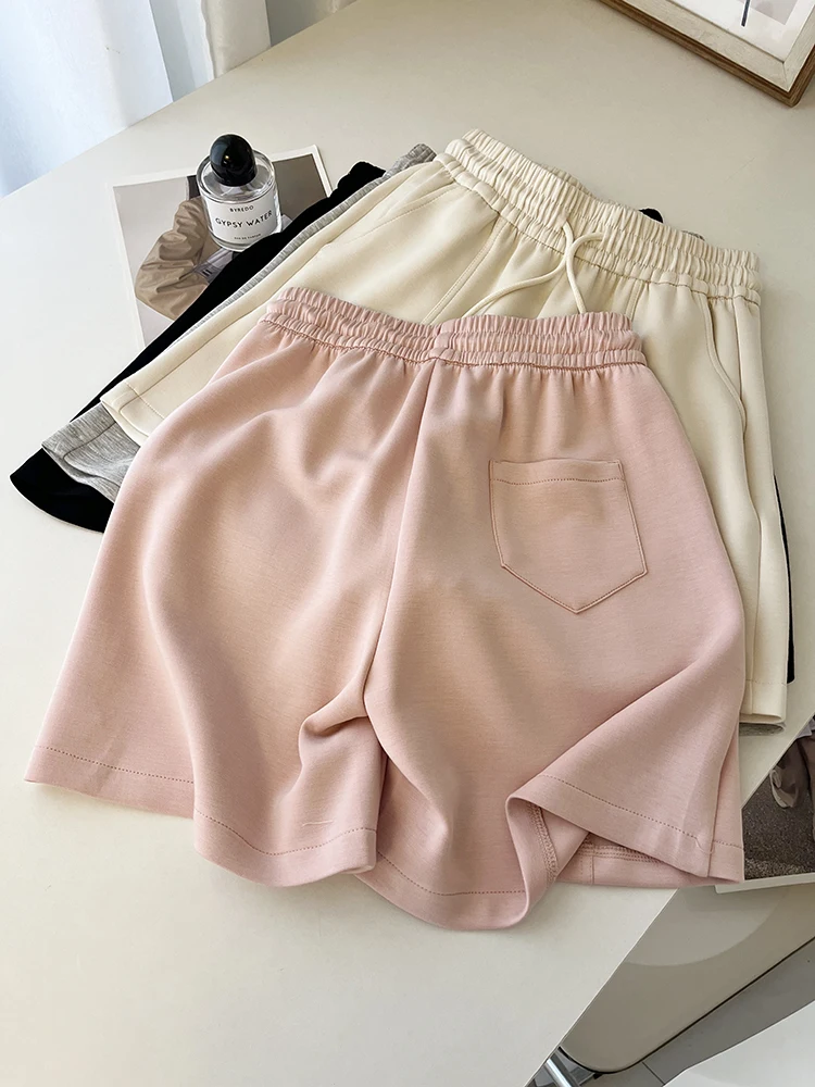 Pink Air Layer Shorts Women\'s Summer Thin Loose Slim A-line Casual Wide Leg Pants