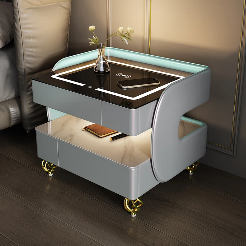 

Italian minimalist bedside table intelligent advanced sense Internet celebrity bedroom creative intelligent wireless charging ro
