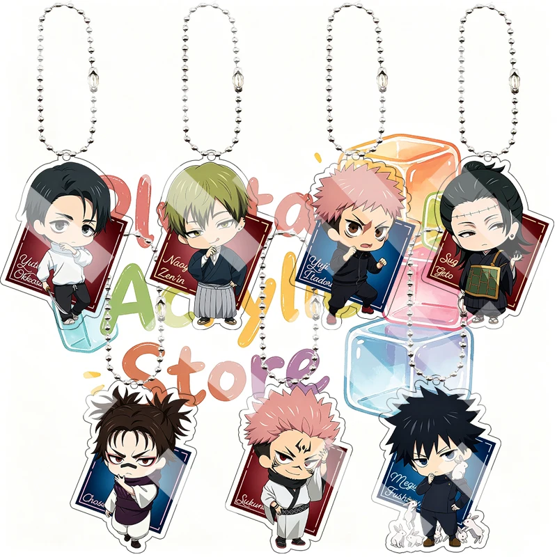 Jujutsu Kaisen Fashion Anime Acrylic Keychain Yuji Megumi Yuta Okkotsu Sukuna Geto Naoya Zenin Cartoon Backpack Pendant Holder