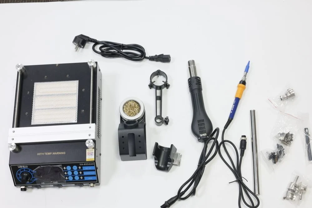 

YIHUA 853AAA 3in1 SMD Soldering Station 50-480°C Preheater Hot Air Blower 120L/min & Soldering Iron