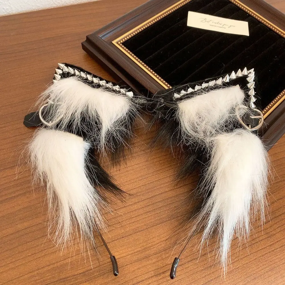 Hairpin Cat Ear Lolita Hair Band with Love Pendant Belt Plush Headband Korea Style Lolita Cosplay Halloween Cosplay Costume