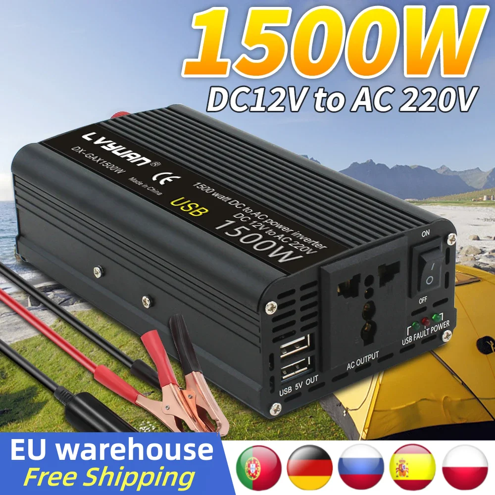 

Lvyuan Power Inverter 12V 220V Car Converter 2600W/2000W/1500W Peak Power Portable Outdoor Power Bank Inversor Inverter