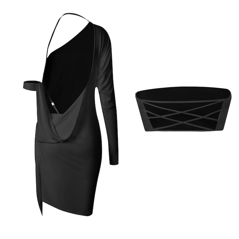 ZYM Slant Shoulder Latin Dance Professional Dress Women Sexy Latin Fringed Dresses Adults Samba Chacha Rumba Dancing Wear 10792
