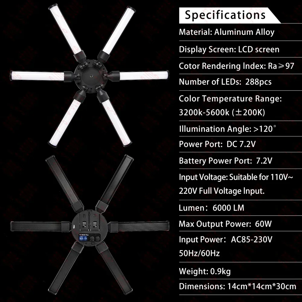 FT-06 MINI Multimedia Extreme Star Light Lamp 3200-5600K 6 Tubes Led Ring  with Tripod for Camera Phone Makeup