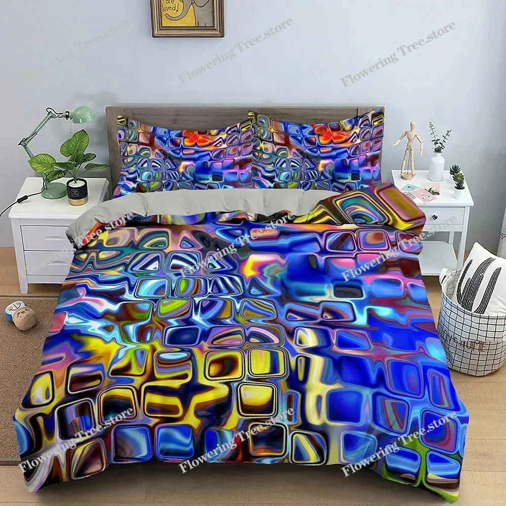 Abstract Duvet Cover Set King Microfiber Blue Psychedelic Bedding Set Queen Size Warped Space Theme Twin Comforter Cover