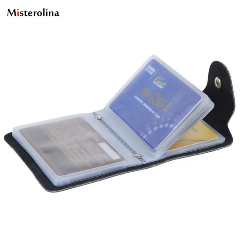 Business Card Holder Anti-theft ID Credit Card Holder Fashion Women's 12/24 Cards Slim PU Leather Pocket Case Coin Purse Wallet