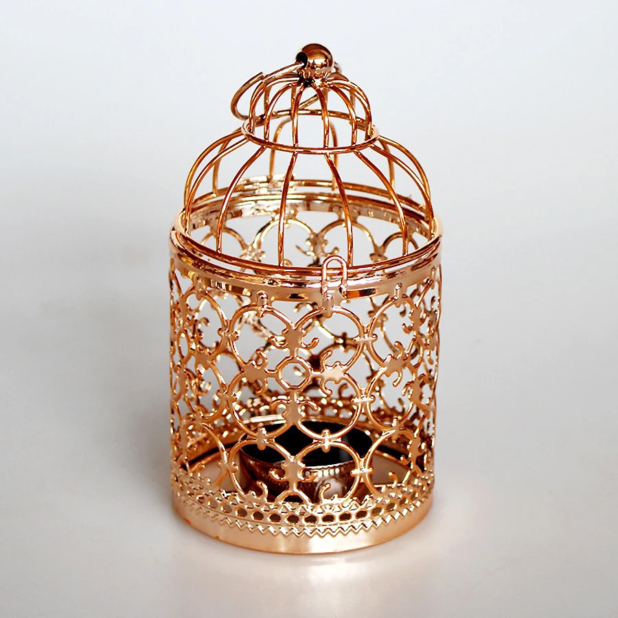 Vintage-Stil Eisen-Vogelkäfig Kerzenhalter Metall-Teelichthalter für Hochzeitstischdekoration und Heim-Mittelstück – Detail 8