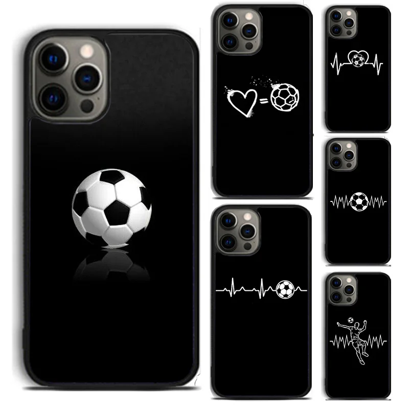 Soccer Heartbeat phone Case Cover For iPhone 16 15 14 Plus X XR XS SE2020 Apple 11 12 13 mini Pro Max coque