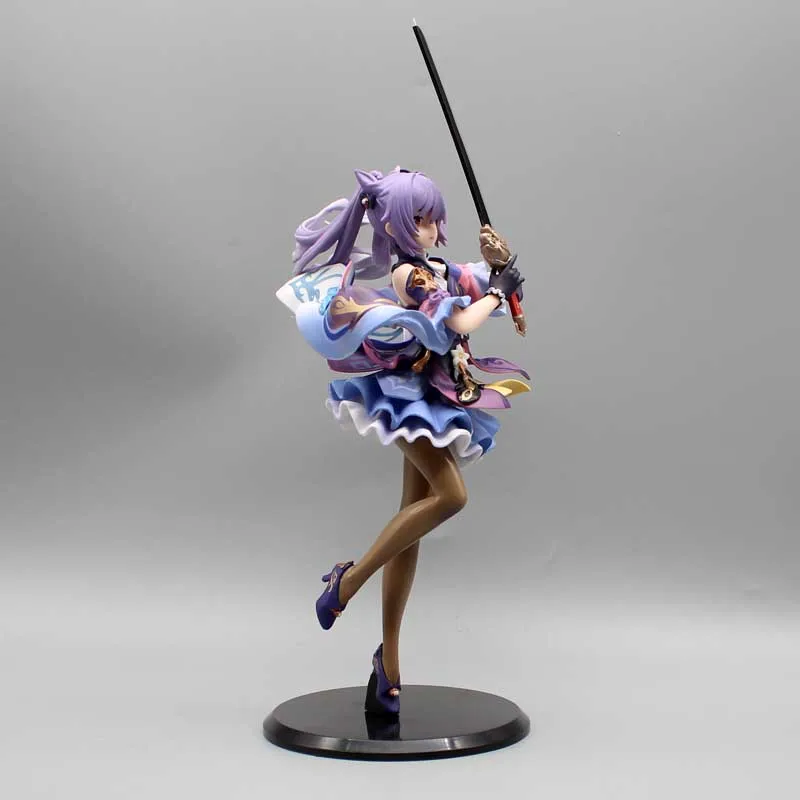 Genshin Impact Keqing Figura Anime, Estatueta de Ação PVC, Estátua, Modelo Colecionável, Ornamentos Kawaii, Brinquedos Bonitos, Presente, 25cm