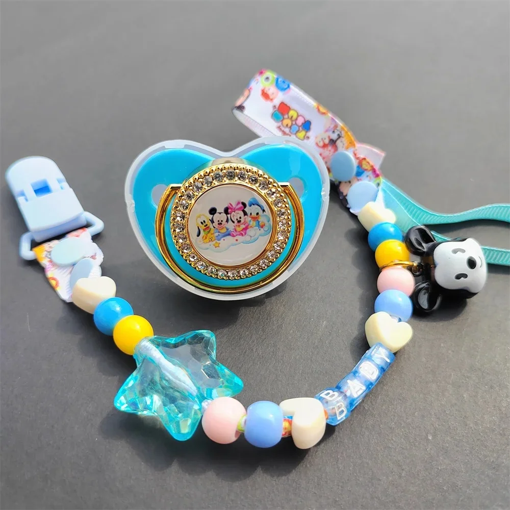 [Internet celebrity] Hot sale personalized pacifier clip printed Luxury Bling holder new baby doll teether Chupes 0-24 months