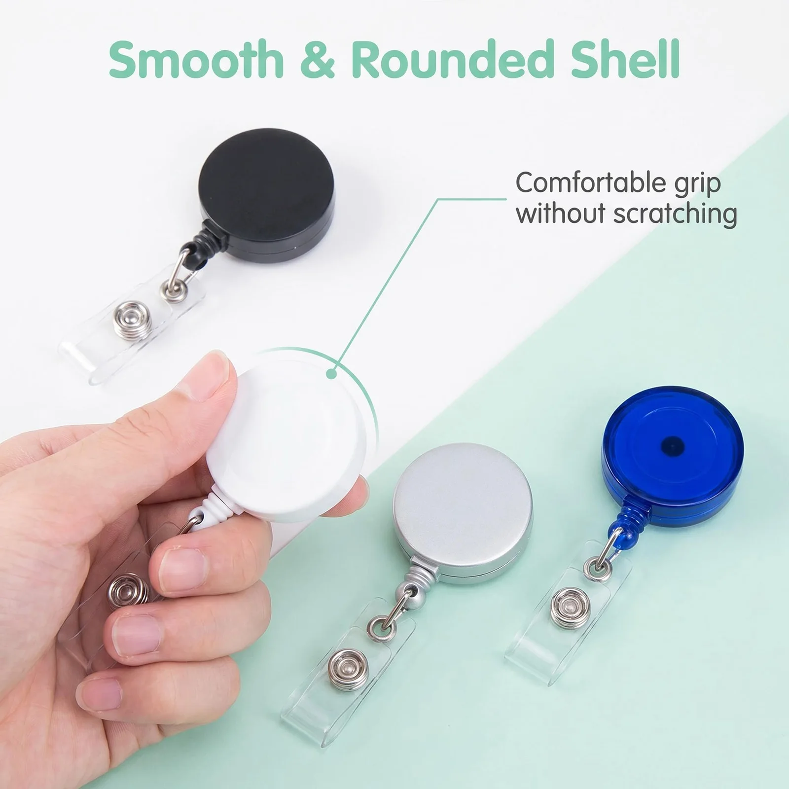 Lot 10pcs Flat Badge Reel Holder, Retractable ID Card Roller Clip, W/ Waist Buckle, Nylon Rope, Hospital Nurse & Office Display