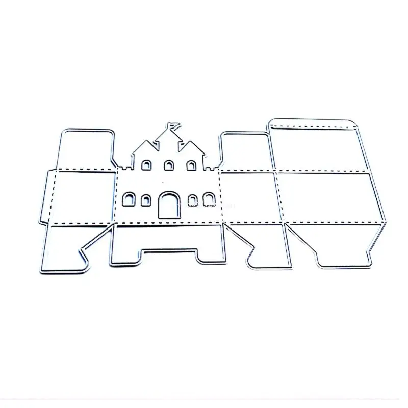 

3D Hollow Castle Candy Box Stitched Metal Cutting Dies Stencil DIY Handmade Folding for Case Embossing Scrapbooking Temp