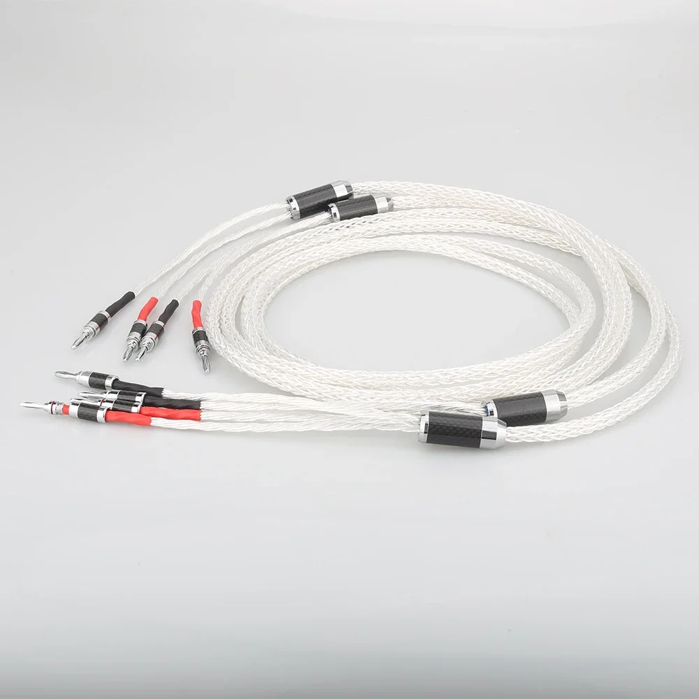 Cable de altavoz de alta fidelidad OCC chapado en plata pura de 8ag, Cable de altavoz de alta gama para amplificador y CD
