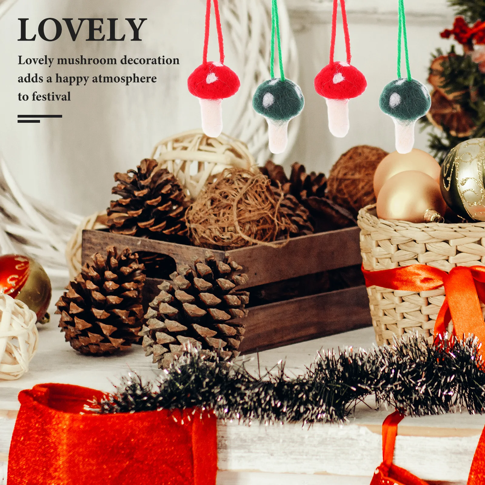 

12Pcs Felt Mushroom Ornaments Bright Color Hanging Decorations Festival Tree Holiday Party Decor Tree Decoration