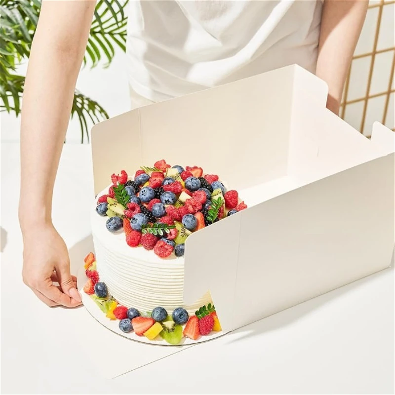 Scatole per torte usa e getta da 5 pezzi Scatole di carta per torte bianche con coperchi Matrimoni Feste di compleanno Panetteria Contenitori per imballaggio per pasticceria quadrati