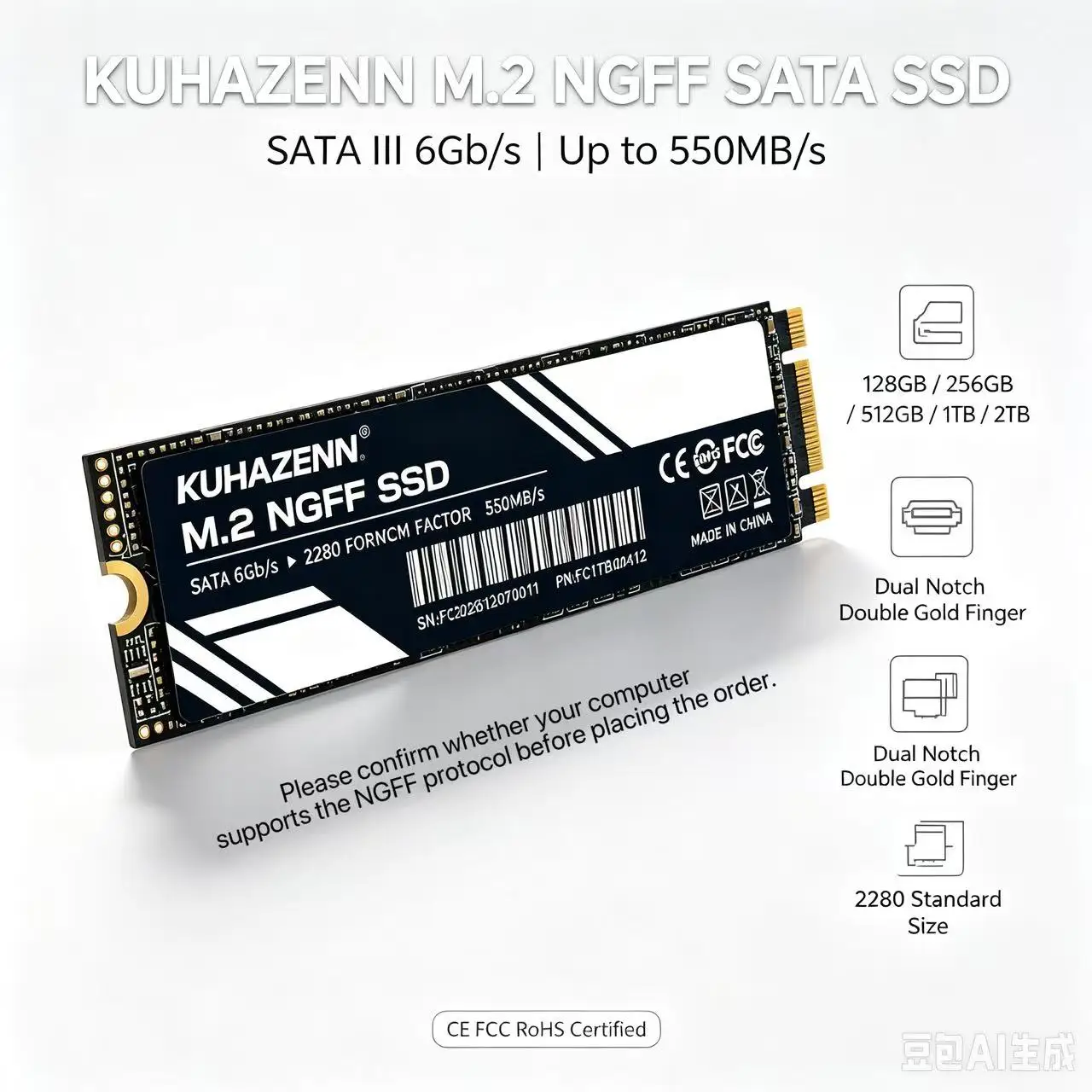 【¥13,048】KUHAZENN SSD m.2 SATA 1TB-アリエク特価アラート