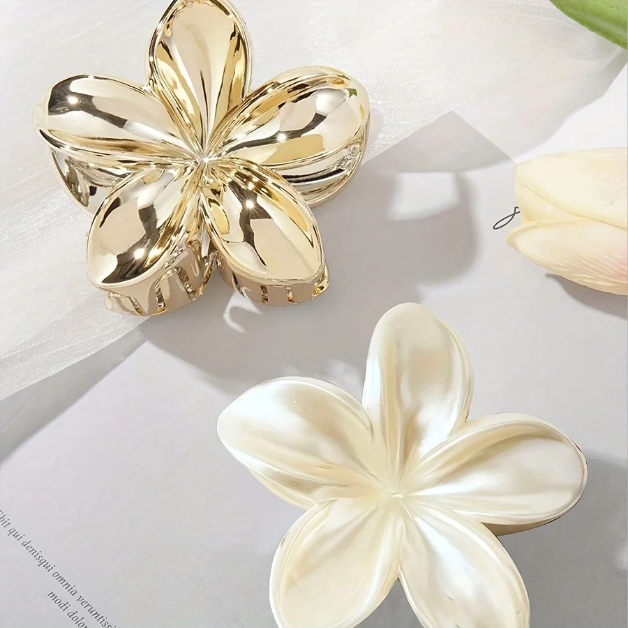 

1pc Acrylic Flower Hair Claw, Elegant & Chic, Large Size, Floral Design, Versatile Hair Accessory for Half-Up Hairstyles