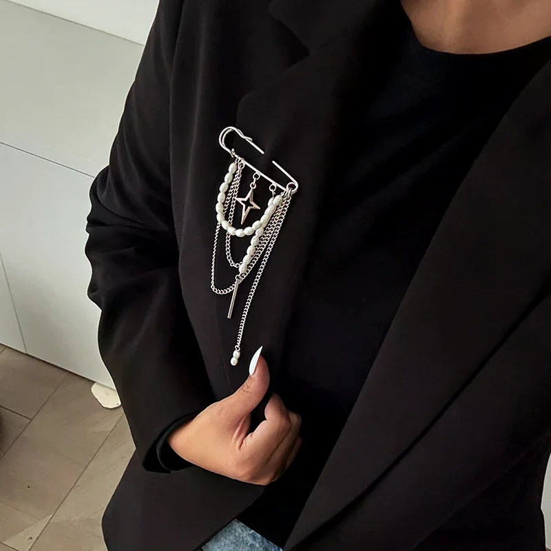 Retro Imitation Pearl Metal Chain Tassel Pendant Pin Pants Foot Chain Creative Girl Fashion Jewelry