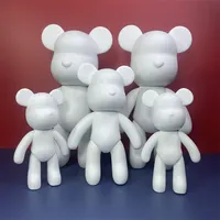 Creative Fluid Bear Handmade DIY Painting Violent Bear Sculpture White Mold Doll Figurine Toys Animal Bear Home Decor Ornaments