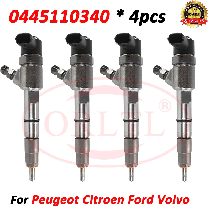 

4pcs 0445110340 Diesel Fuel Injector AV2Q9F593BA Nozzle 0 445 110 340 AV6Q9F593BA 0968706928 For Peugeot Citroen Ford Volvo