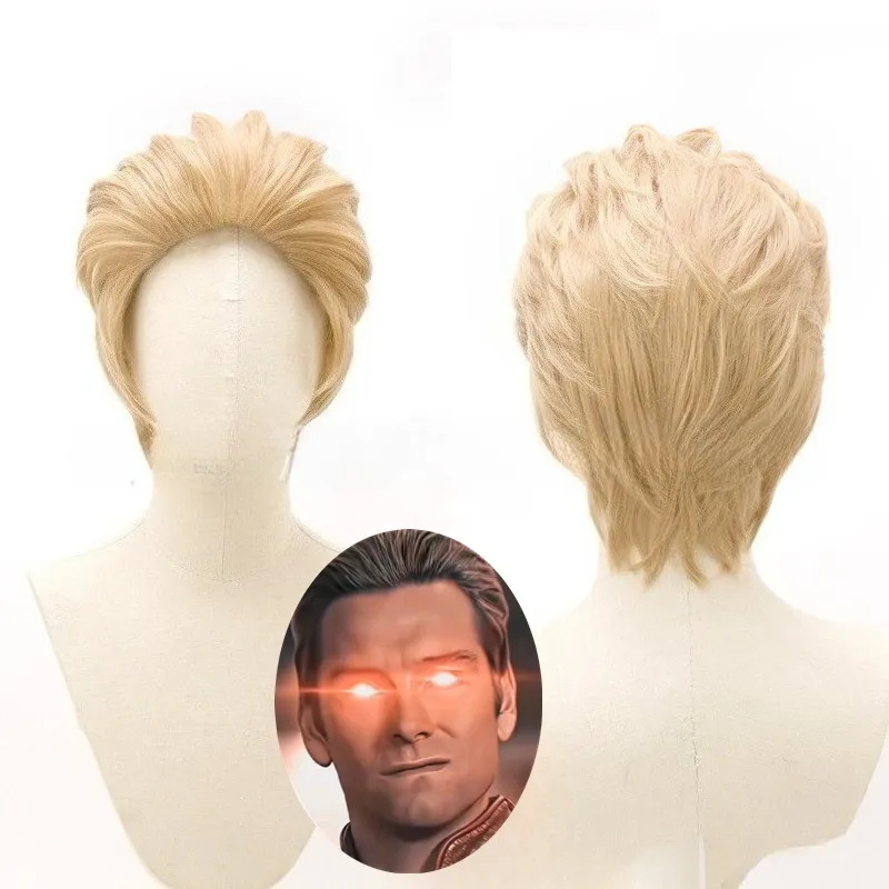 Halloween Herren Homelander Cosplay Perücke John Rollenspiel Goldene Kurzhaar-Kostüme Antony Blonde Perücke