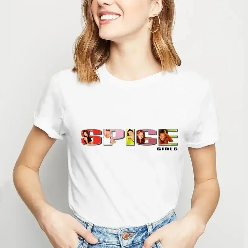 

Забавная футболка с принтом Spice Girls, женская футболка в стиле аниме, футболка с рисунком Харадзюку, футболки, повседневные футболки с коротким рукавом