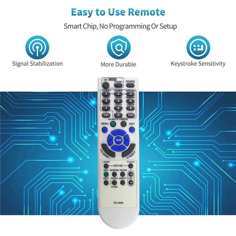 2X RD-469E Replace Remote For NEC Projector VE303X VE303 V302X V332W V302H NP-V332W NP-UM361X NP-V302X NP-UM351W