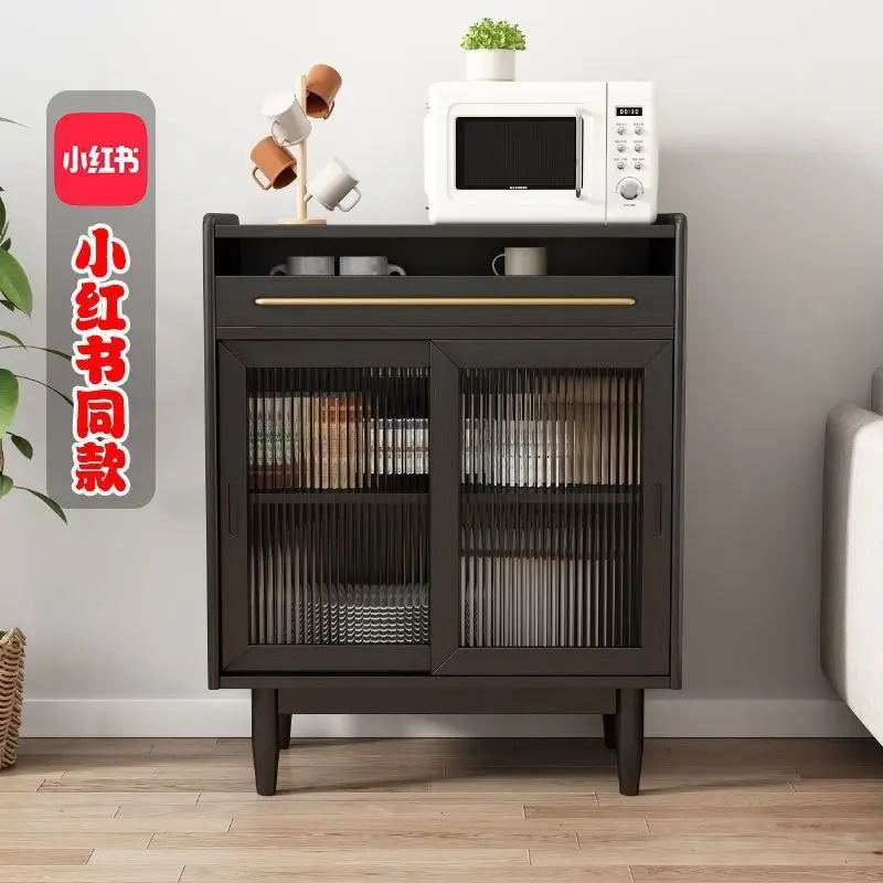 Solid wood modern multifunctional sliding door integrated Japanese log sideboard Nordic cabinet New Chinese storage locker