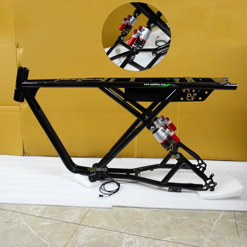 

Black 20 Electric Bike Double Rear Full Suspension Bike Frame Electric Bike 73 RX Frame Fat Tire SUV Frame Set