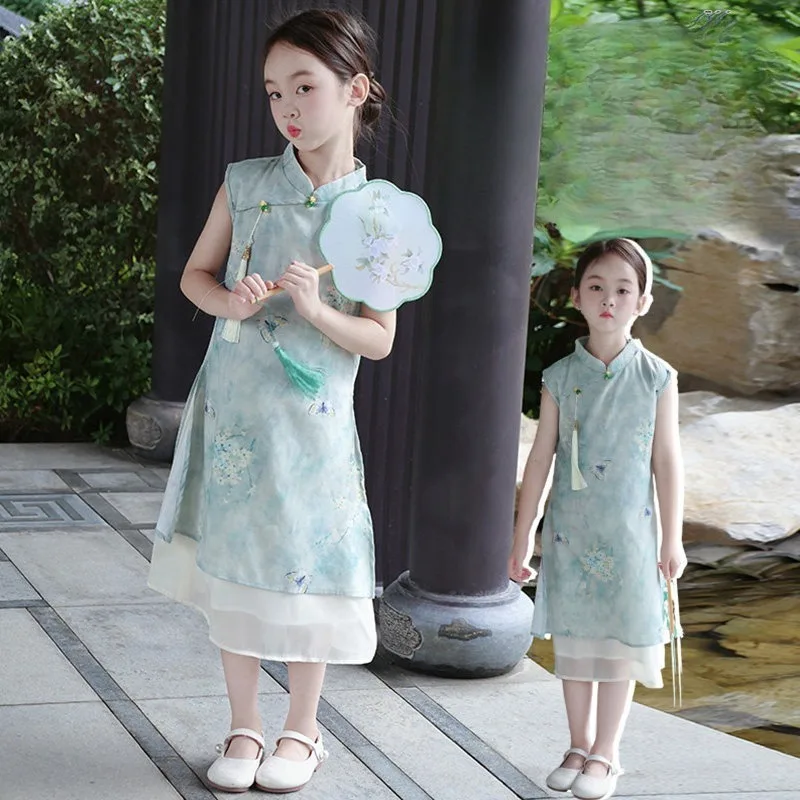 2026 Summer Girls Improved Cheongsam Summer Dress Children Hanfu Chinese Style New Chinese Style Little Girl