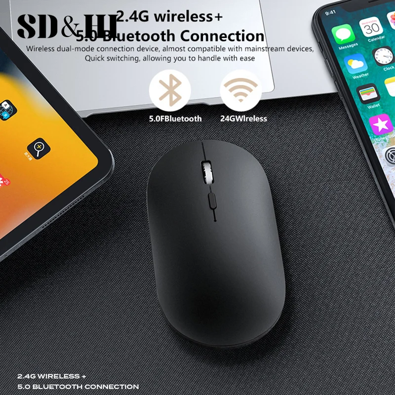 

2.4G Wireless Bluetooth Mouse Type-C Charging Port Mouse Adjustable Silent X2 Dual Mode For Laptop Computer Desktop Tablet
