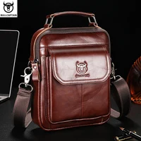BULLCAPTAIN-Bolso de hombro de piel auténtica para hombre, bandolera multifuncional de 7,9 pulgadas, estilo Retro e informal