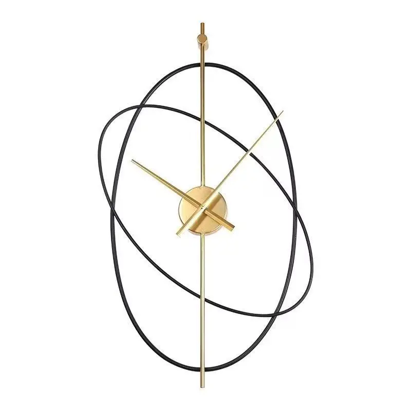 

Silent wall clock in the living room, overlapping oval iron wires