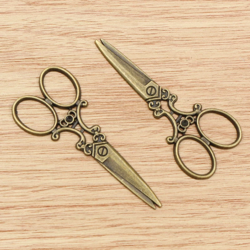 6pcs 60x25mm Antique Bronze and Antique Silver Plated Scissors Handmade Charms Pendant:DIY for bracelet necklace