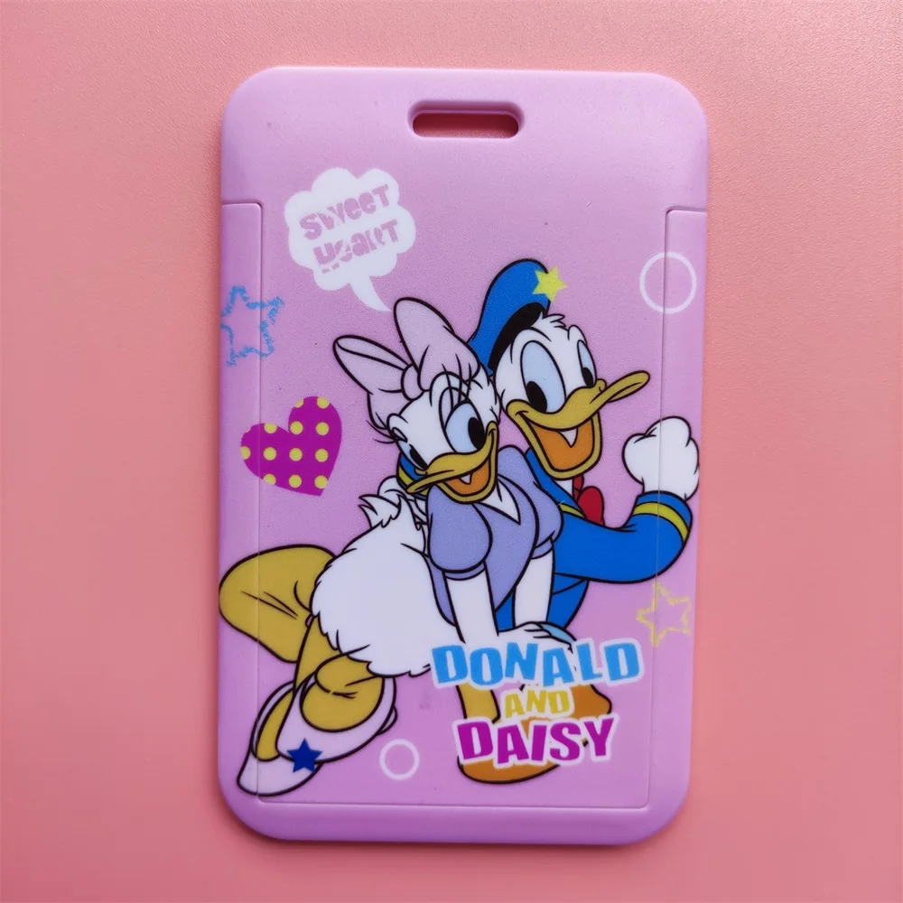 Disney Donald Duck Daisy Damen Mädchen Kunststoff Anime Ausweishalter Mode Abzeichen Schiebearbeit Namensschild Bus Lanyard Kartenetui