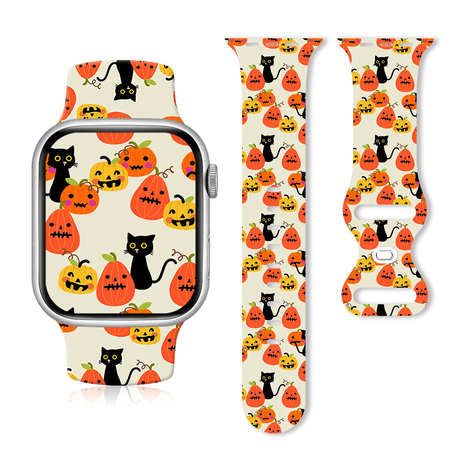 

Colorful Halloween for Apple Watch 11 10 9 8 7 Silicone Band Replacable Bracelet for iWatch 46mm 42mm 41mm 40mm Watchband