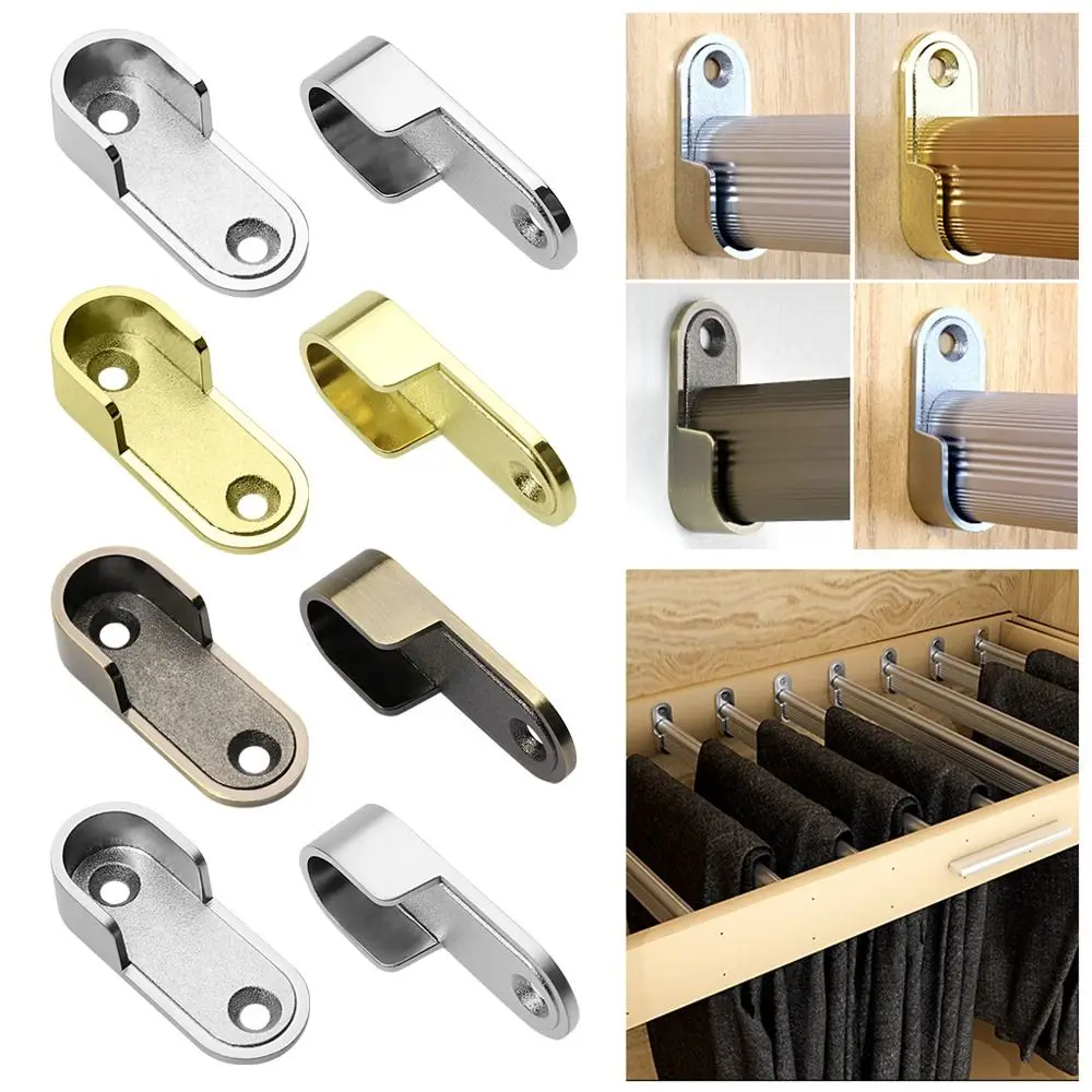 2 buah 16mm tiang lemari perangkat keras furnitur dudukan batang gantung bentuk U penyangga gantung lemari flens