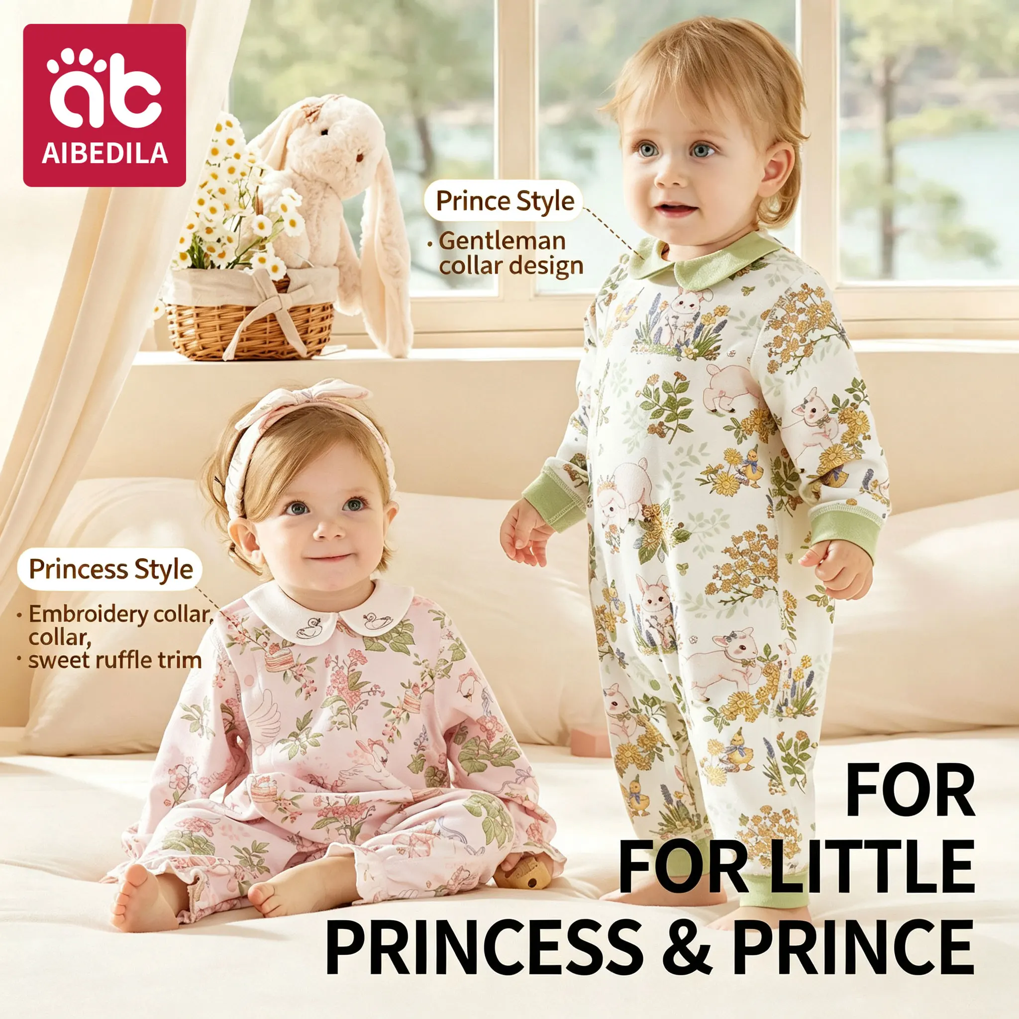 AIBEDILA A‑Class Baby Long Sleeve Jumpsuit Cute Infant Boys Girls Romper Autumn Winter Sleepwear for Daily & Outdoor Going‑out
