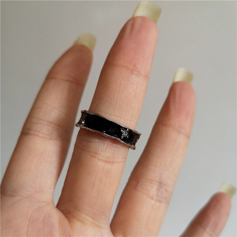 Punk Exaggerated Geometric Black & Red Cross Ring, Gothic Jewelry