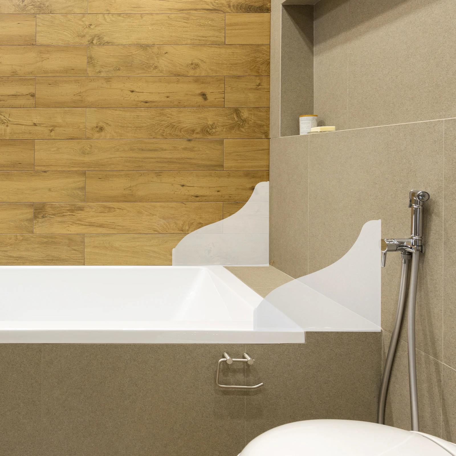 

Acrylic Bathtub Splash Guard Set High Transparency Anti Slip Bathroom Water Shields Adhesive Tape Splashing Baffle Shower Guards