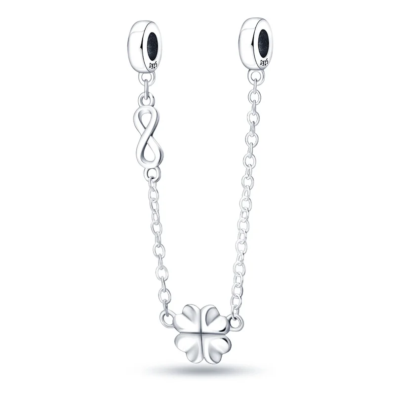 Sicherheitsketten-Charms passen zu Original-Charms aus 925er-Sterlingsilber, Perlen, Glücksklee, Sicherheitskette für Frauen, Schmuck, Geschenk