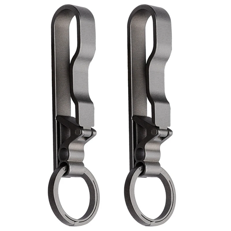 2X Titanium Belt Buckle Titanium Waist Clip Keychain Accessories Key Ring Holder Outdoor Portable Tools